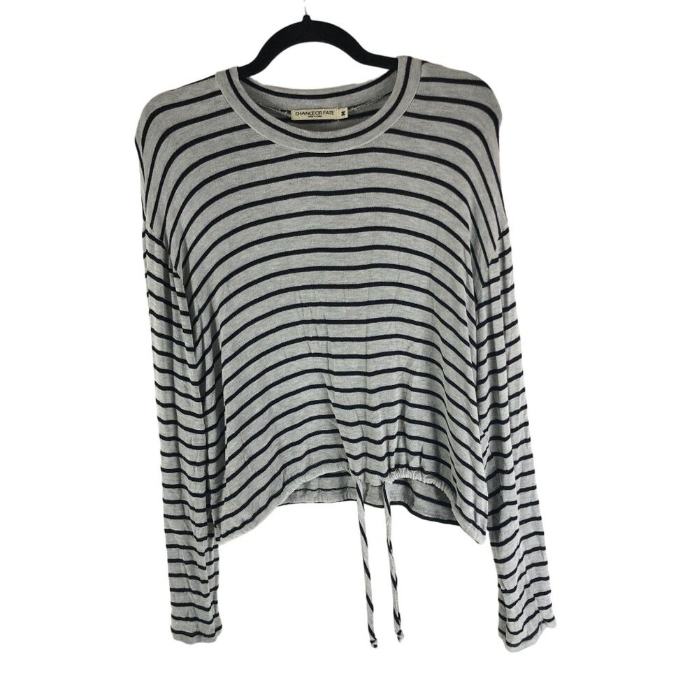Chance or Fate Womens Striped Long Sleeve Top With Drawstring Hem Size M